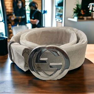 Gucci GG Supreme Canvas Interlocking G Belt, Size 36